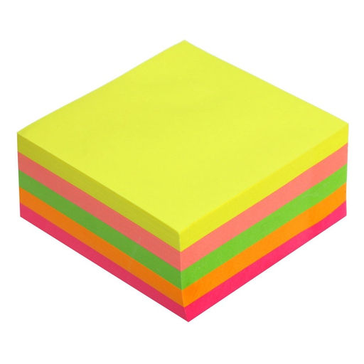 Блок с липким краем, 76×76 мм, 400 листов, флуоресцентные, 5 цветов, МИКС