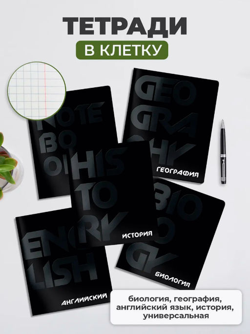 Комплект тетрадей 48 л. А5 кл./лин. Schoolformat TOTAL BLACK - Buro фото 2