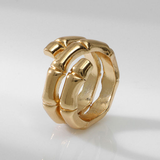 Кольцо металл Тренд бамбук, цвет золото, размер 17 - Qf фото 2