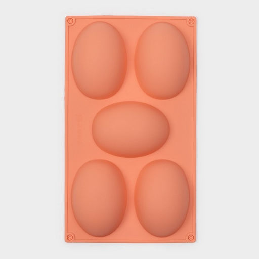 Форма для выпечки Доляна «Яйцо», силикон, 30×17,5 см, 5 ячеек (10×7×3,5 см), персиковый