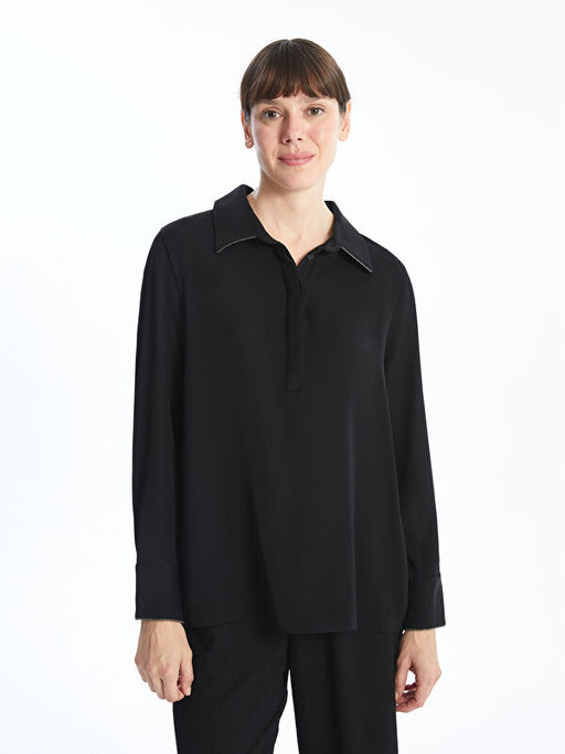 Kad?n G?mlek Yaka D?z Bluz