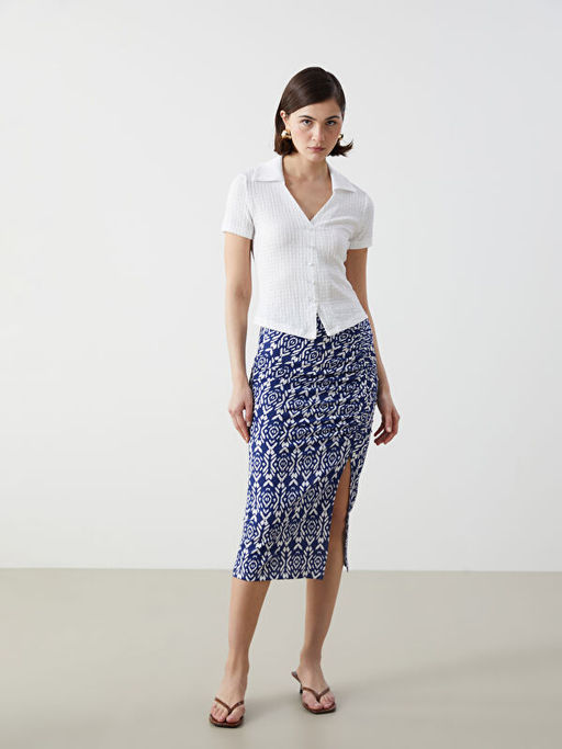 Polo Yaka Dokulu Kad?n Bluz