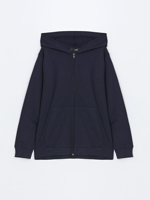 Kap??onlu K?z ?ocuk Fermuarl? Sweatshirt