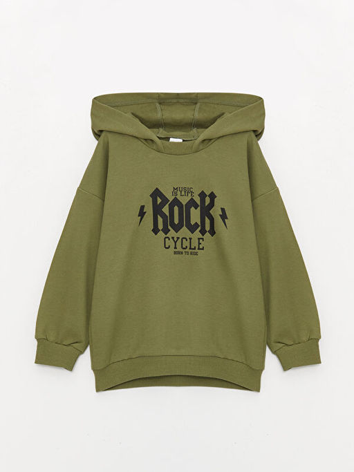 Kap??onlu Uzun Kollu Bask?l? Erkek Bebek Sweatshirt - Waikiki фото 3