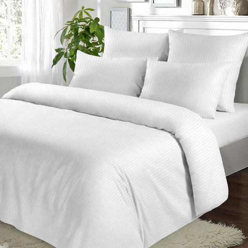 КПБ Страйп Поплин - Белый 2 сп. с Евро простыней (4 наволочки), наволочка 50x70 - 2 шт.