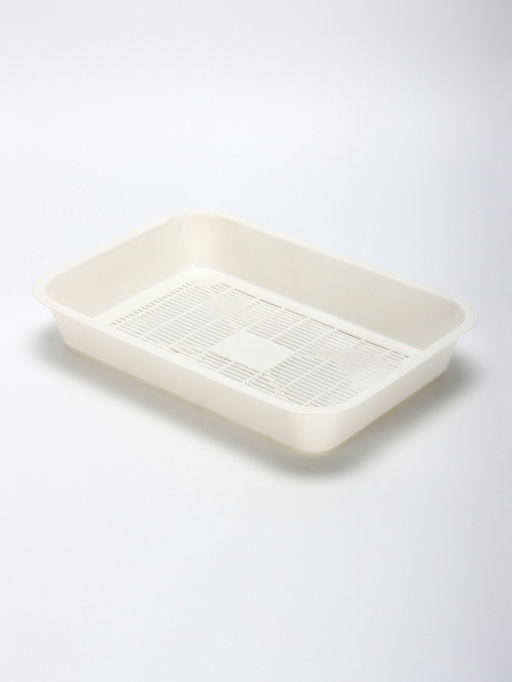 Туалет средний с бортом и сеткой 36×26×9, см, лоток бежевый, сетка и борт белые