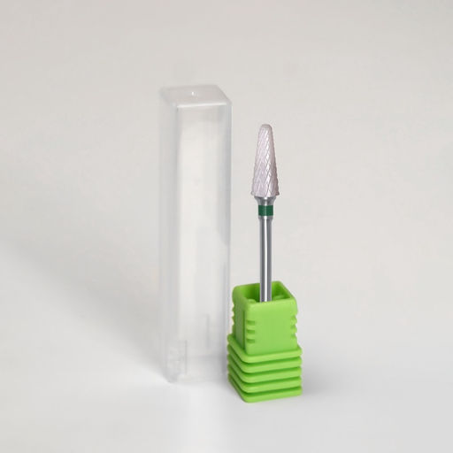 Фреза керамическая для маникюра «Конус скруглённый», крупная нарезка, 6×14 мм, в пластиковом футляре, белая