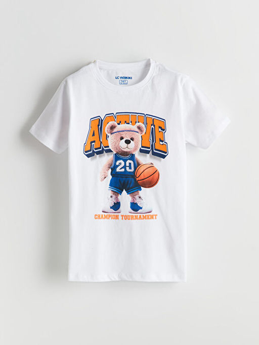 Bisiklet Yaka Ay? Teddy Bask?l? Erkek ?ocuk ?ortlu Pijama Tak?m?