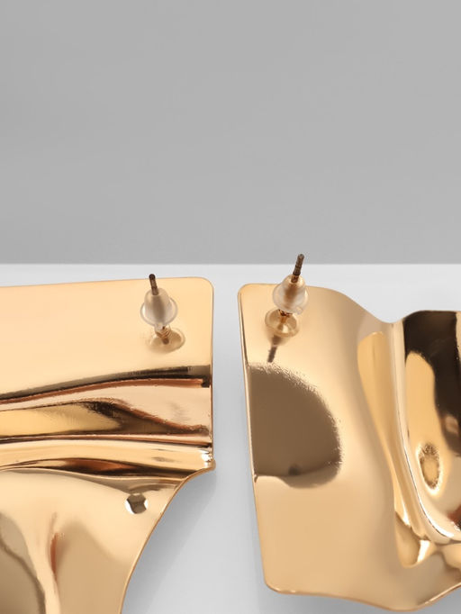 Серьги металл «Атмосфера» ромб мятый, цвет золото