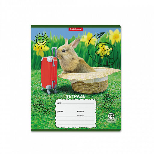 Цена за 10 шт. Тетрадь школьная ученическая ErichKrause Кролики, 12 листов, клетка (в плёнке по 10 шт.)_MIX-PACK  фото 7