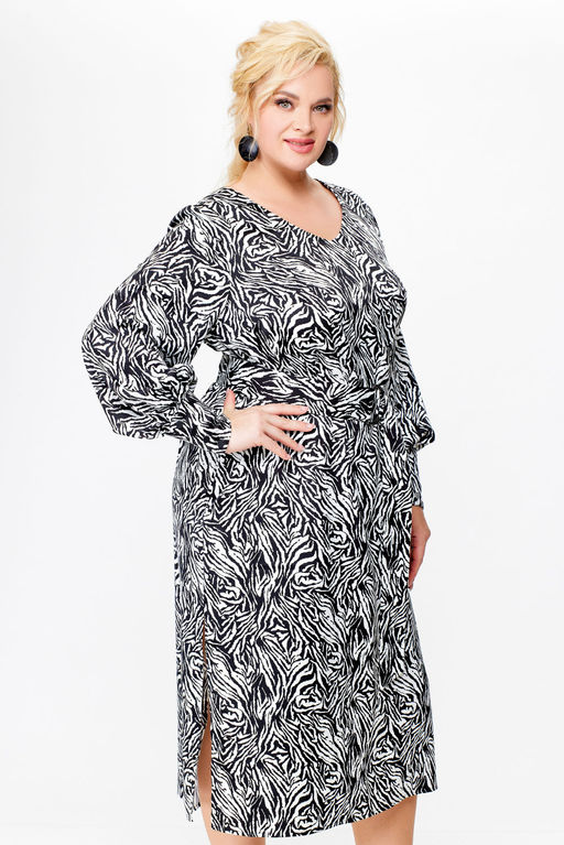 Платье Swallow 663.1 принт зебра черная