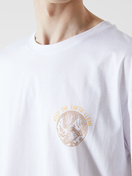 Bisiklet Yaka K?sa Kollu Bask?l? Penye Erkek Ti??rt