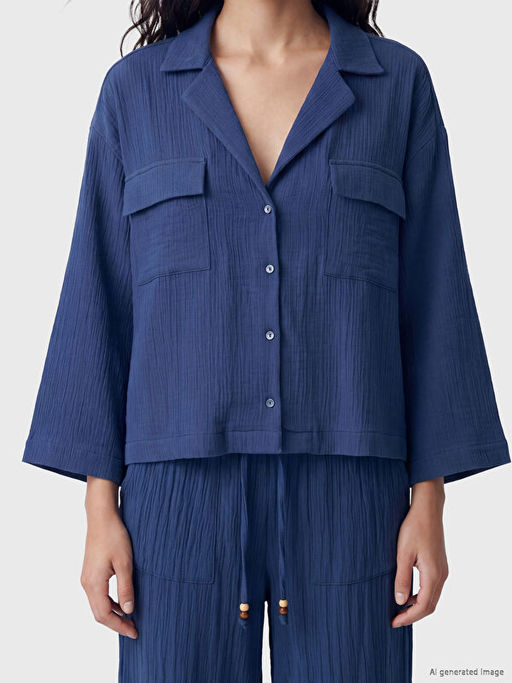 Рубашка женская Oversize из муслина Oversize Kad?n M?slin G?mlek