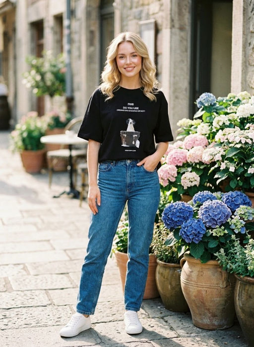 K13524 Футболка OVER SIZE (хлопок) ЧЕРНЫЙ