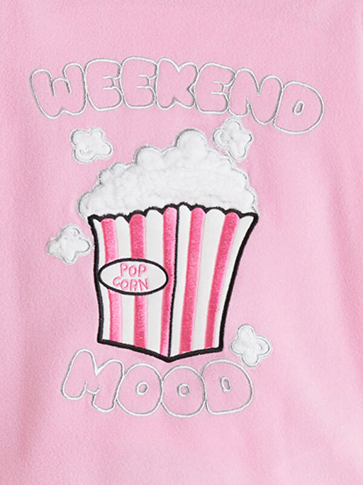 Bisiklet Yaka Polar K?z ?ocuk Pijama Tak?m?