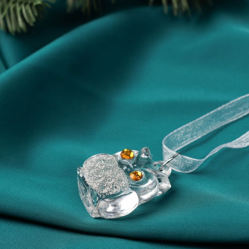 Ёлочные игрушки 3 шт. Зимнее волшебство. Совушки, 3.53 см, прозрачный фото 5