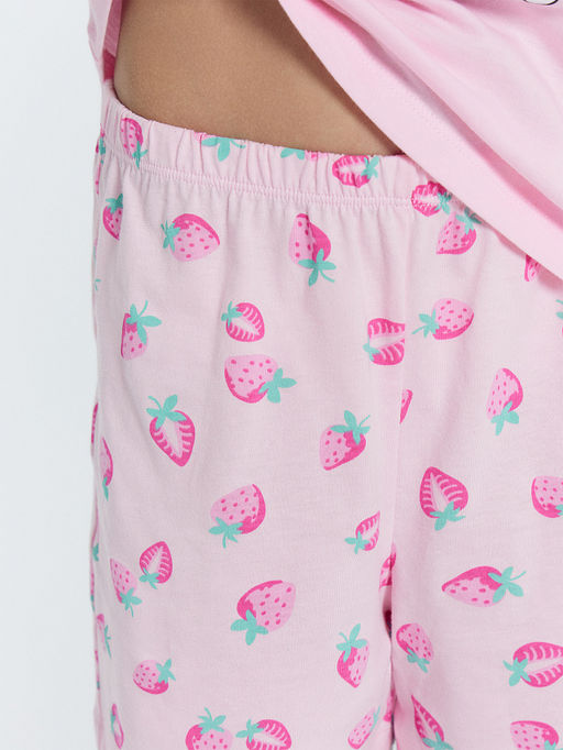 Комплект для девочек (футболка, шорты) розовый с принтом клубника - Mark formelle фото 6