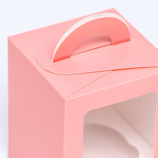 Коробка для 1 капкейка, розовая, 9.2×9.2×11.1 см