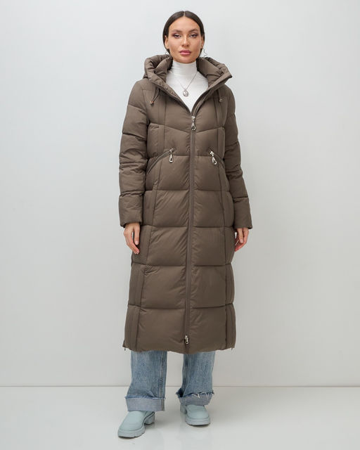 Пальто зимнее Visdeer 7729SK женское утепленное 240 г/м² светло-коричневое  фото 2