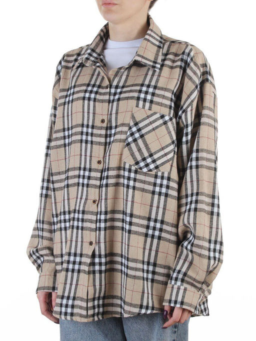 C501 BEIGE Рубашка женская оверсайз (95% хлопок, 5% спандекс)