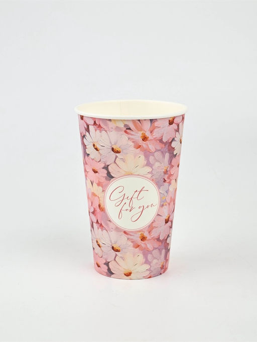 Цена за 10 шт. Стакан для цветов влагостойкий Цветы, 400 мл