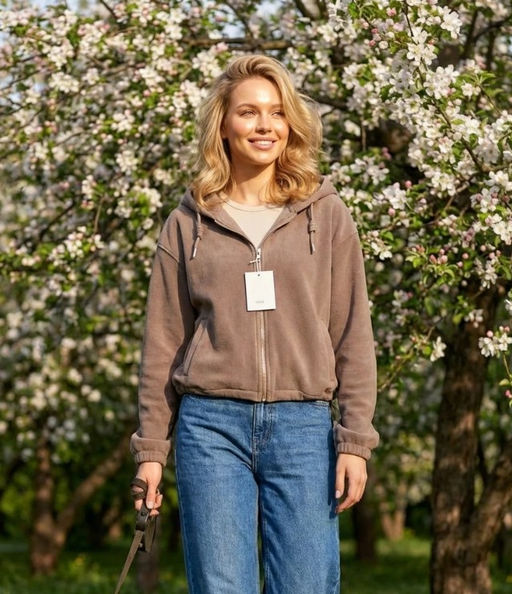 K13388 Толстовка из флиса с капюшоном КОФЕ