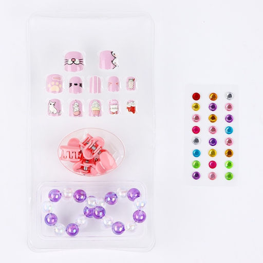 Детские накладные ногти «Милахи», 12 шт., набор с браслетом и заколками