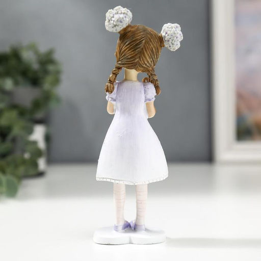 Цена за 2 шт. Фигурка полистоун «Малышка с цветами в волосах, с мишкой», 16×4.5×5.5 см