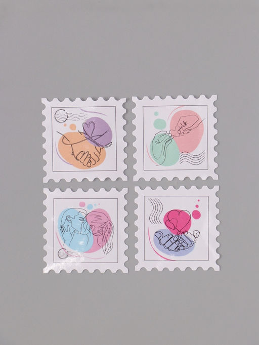 Цена за 2 шт. Наклейка бумага Марки. Любовь, 3?3 см, 200 шт. в рулоне