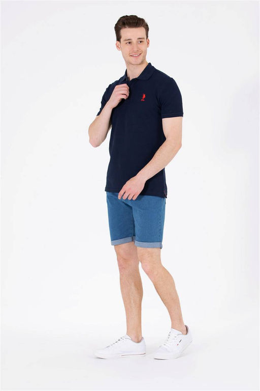 Мужская темно-синяя футболка с воротником поло Basic - U.s. polo assn фото 11