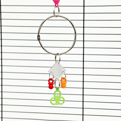 Игрушка - зеркало для птиц с колокольчиком и обручем, 27 х 7 см - Пижон фото 6