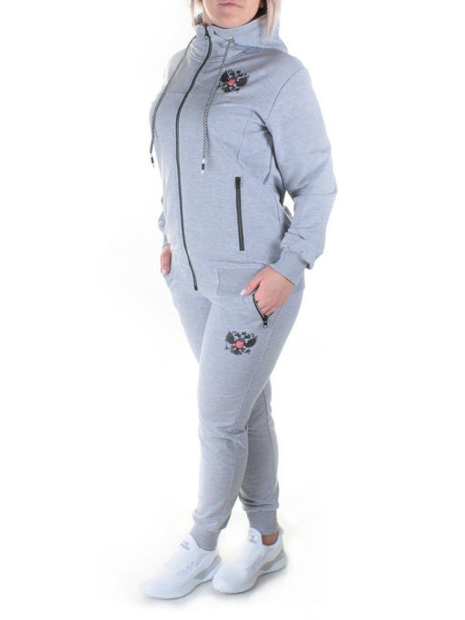 Y248-8 GRAY Спортивный костюм женский (100% хлопок) - Фабричный китай фото 4