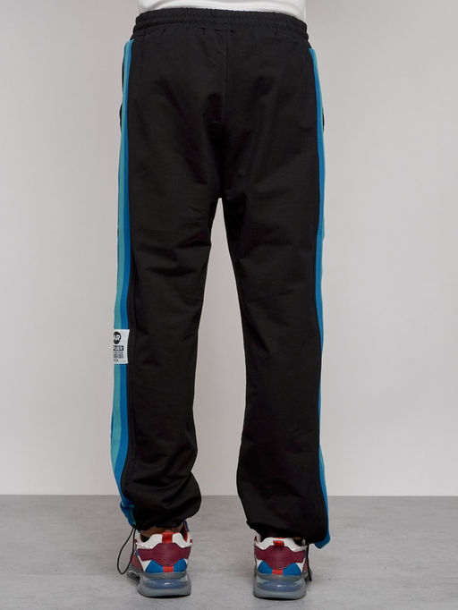 Широкие спортивные штаны трикотажные мужские черного цвета 12903Ch - Mtforce фото 3