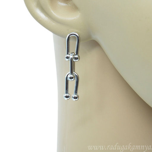 Серьги "Цепи" 8*36мм, цв.серебристый, 7г