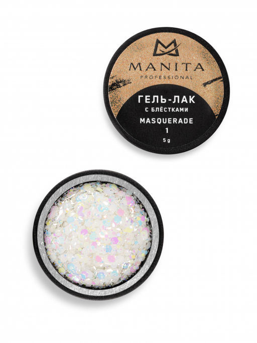 Manita Professional Гель-лак для ногтей с блёстками / Masquerade №01, 5 г