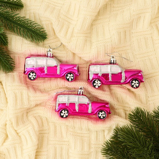 Ёлочные игрушки 3 шт., Зимнее волшебство, Модельки пластик, 93.5 см, розовый