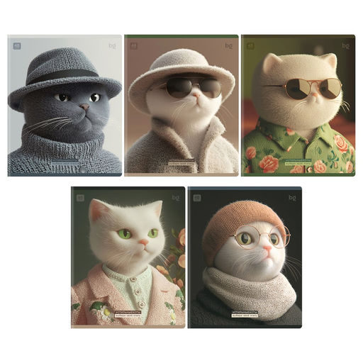 Тетрадь 48л. BG "Модные коты" клетка (Т5ск48_вл 06837) выб. лак