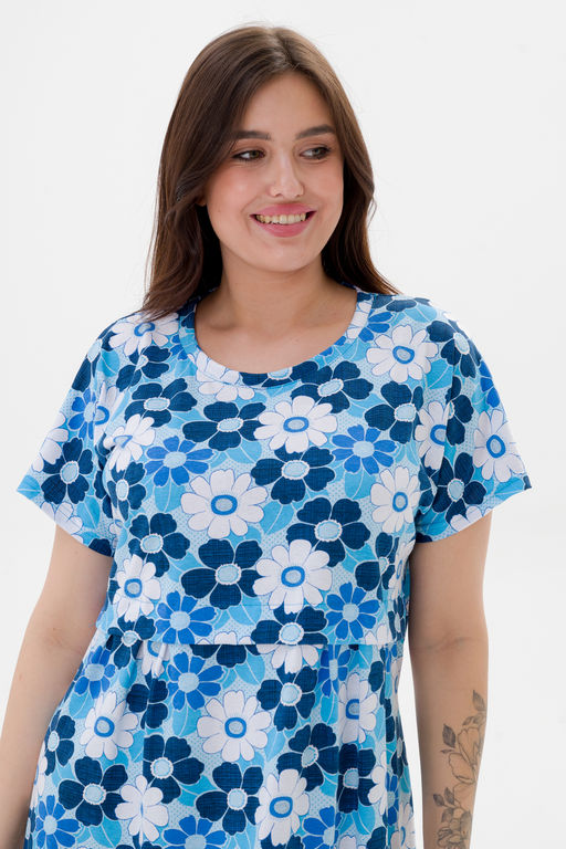 Платье женское из кулирки Миранда голубая ромашка - Амадэль фото 6