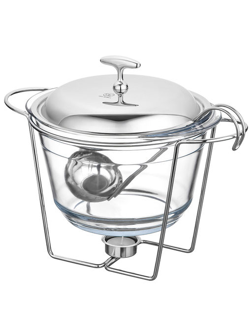 Мармит 3,8 л 34*24*27,5 см "Круглый" с половником, с крышкой из нержав. стали, на подставке, стекло