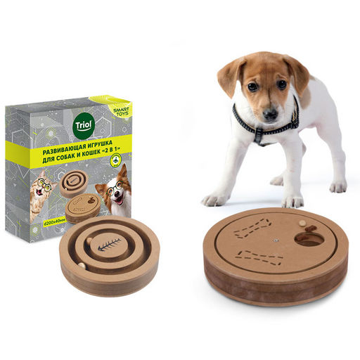 Игрушка развивающая для собак и кошек "2 в 1", d200*40мм, серия SMART TOYS