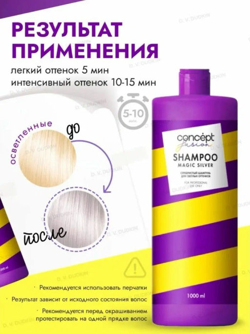 Concept Fusion Шампунь Cеребристый для светлых оттенков Magic Silver 1000мл