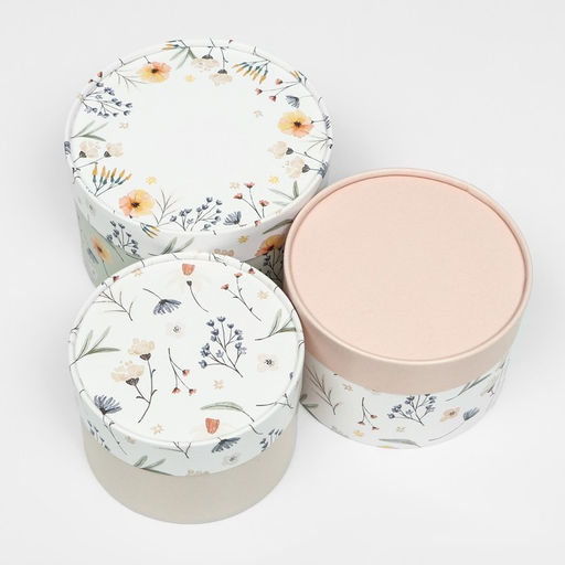 Набор шляпных коробок 3 в1 «Ассорти из цветов», завальцованная, 16×10, 14×9, 13×8.5 см