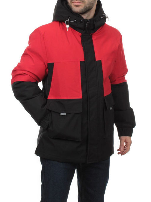 8875 BLACK RED Куртка мужская зимняя облегченная (130 гр. холлофайбер)