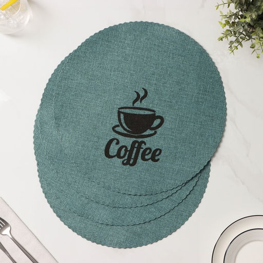 Набор салфеток сервировочных Доляна Coffee, 4 шт, d=37 см, цвет бирюзовый  фото 12