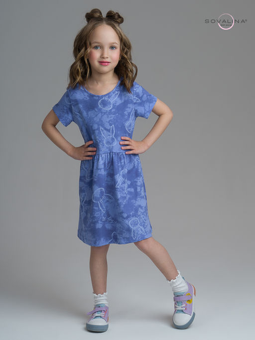 Платье Лето зайцы варенка синий - Sovalina фото 6
