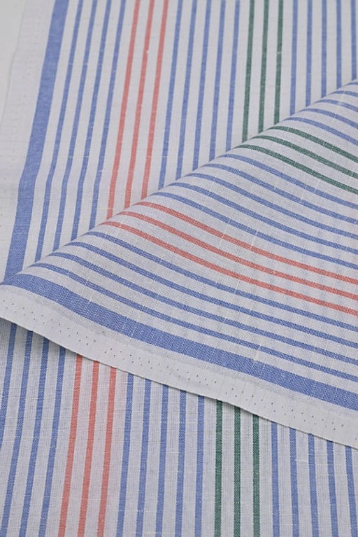 Холст полотенечный Полоска цв.синий/красный/зеленый, ш.0.5м, лен-30%, хлопок-70%, 140гр/м.кв - Купава фото 3