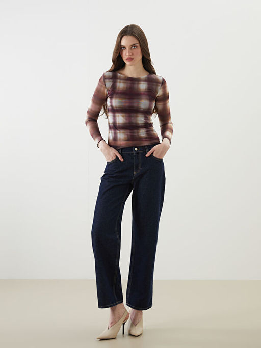 Bisiklet Yaka Ekose Kad?n Body