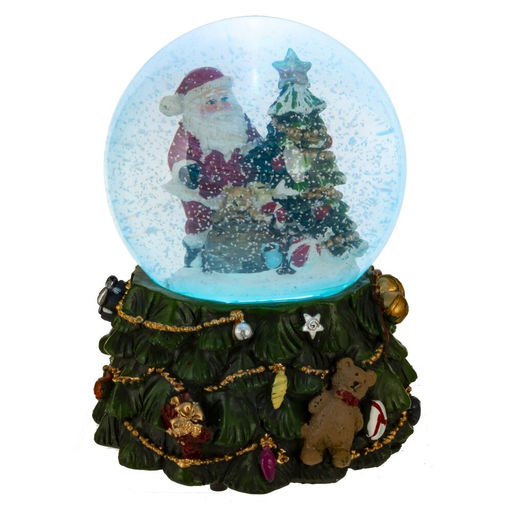 Фигурка декор в стекл шаре "Дед Мороз" ( подсв, муз, вьюга, AAAх3 н/п), D 10 см, L11 W11 H15 см