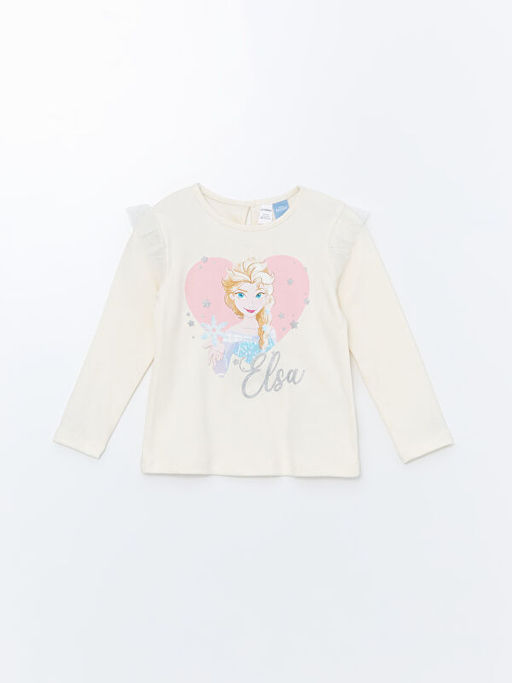 Bisiklet Yaka Uzun Kollu Elsa Bask?l? K?z ?ocuk Bluz ve Tayt 2li Tak?m