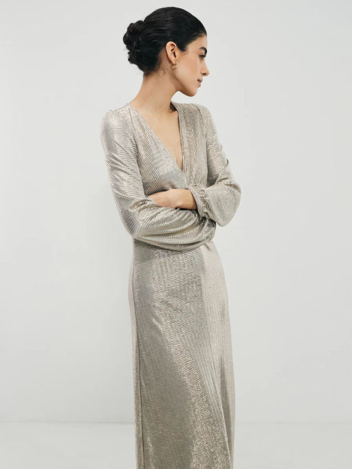 Платье из блестящей ткани с разрезом / Zarina